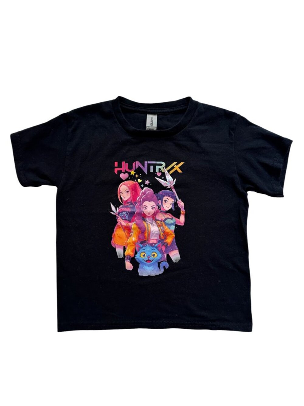 HUNTR/X KPop Demon Hunters Black Graphic T-Shirt Kids Small